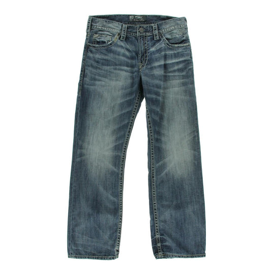 Silver Jeans Co. Mens Zac Whisker Wash Distressed Straight Leg Jeans